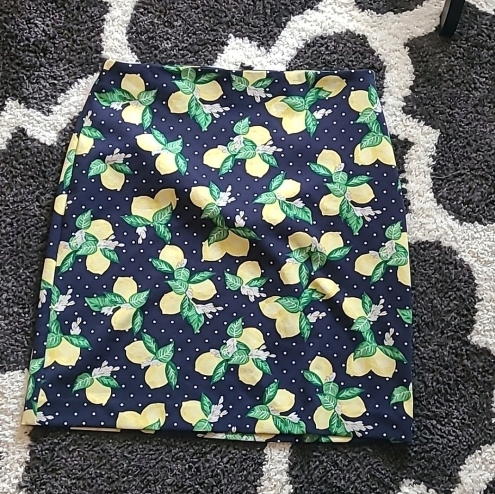 Talbots sz 8 navy lemon pencil skirt Spring Summer WSK39 - Picture 6 of 6